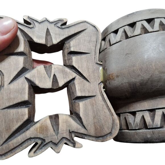 Vintage Wooden Mugs Set of 2 Arta Bucuresti 70s Large Handle Wood - Picture 6 of 10